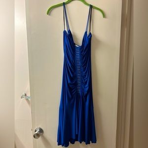 **FINAL OFFER** Grace Rhinestone Adorned Slinky Dress in Blue